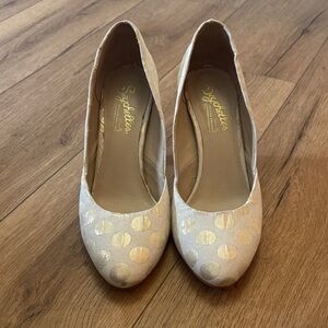 Seychelles Cream Gold Polka Dot Pumps